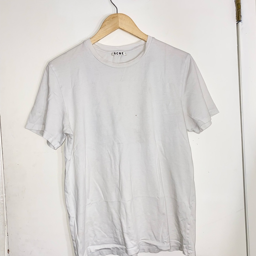 Acne White Short Sleeve Tee Classic Crew Neck